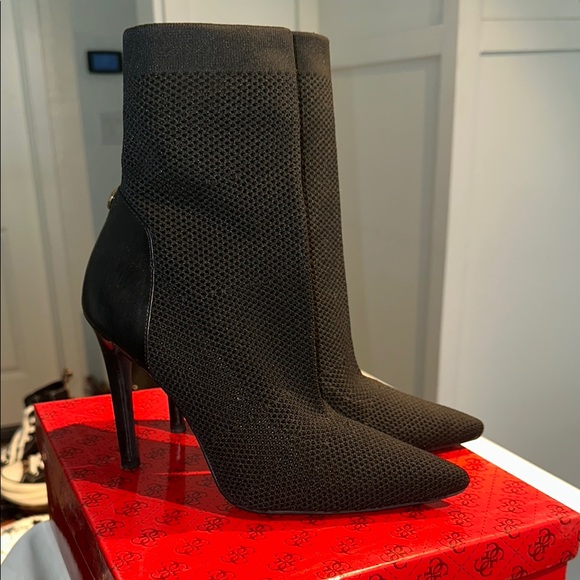 GUESS Stretch Sock Black Ankle Boots - Picture 1 of 14